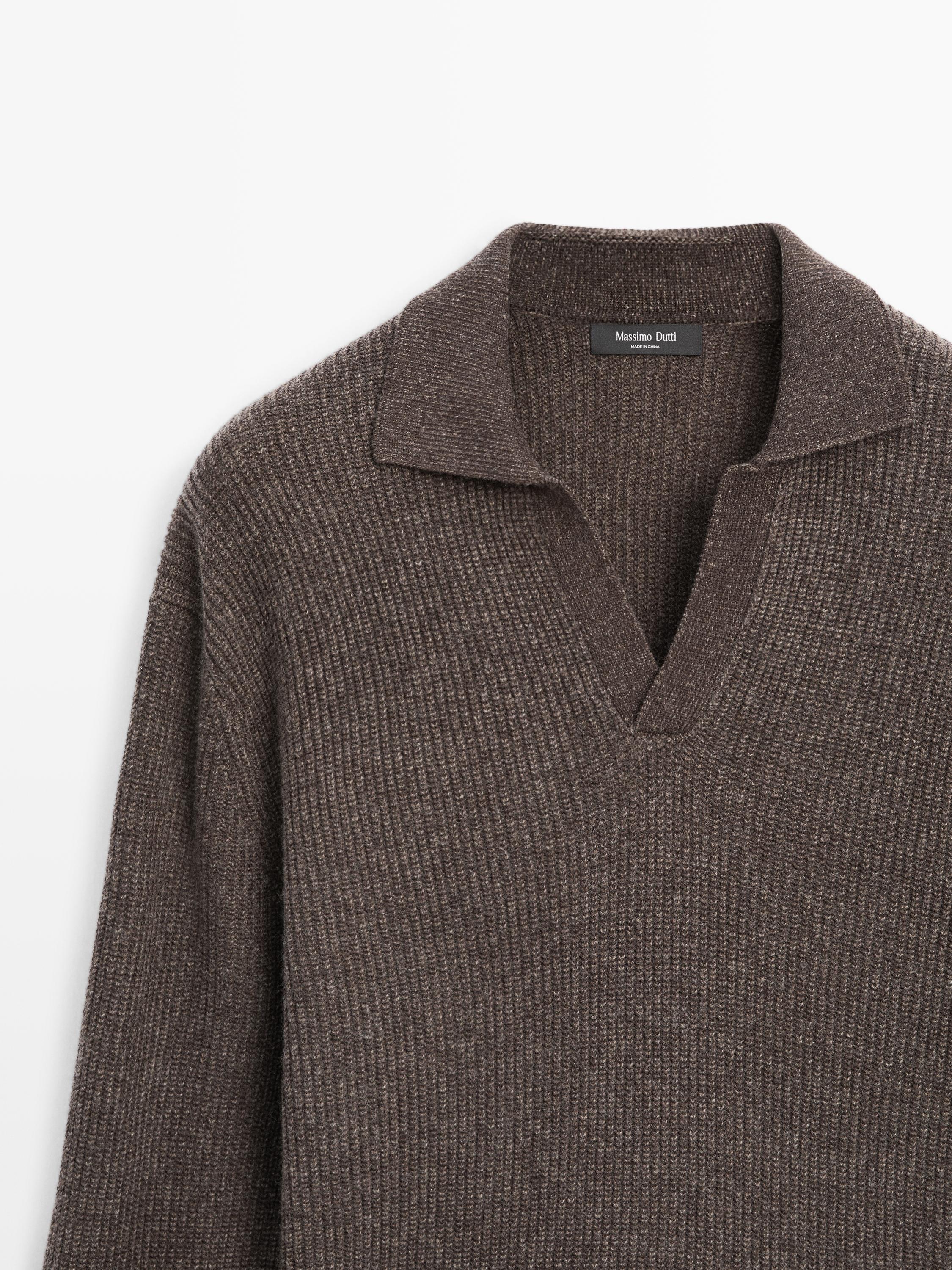 Pull polo en maille à col V